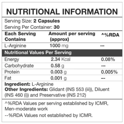 IN2 L- Arginine 60 Capsules - Image 4