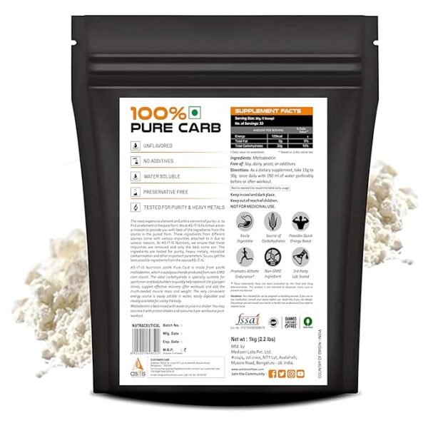 AS-IT-IS 100% Pure Carb Weight Gainer 1kg - Image 2
