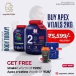 Combo Offer - Buy Apex 2Kg Isolate and Get Free Shaker & Apex Creatine 300gm