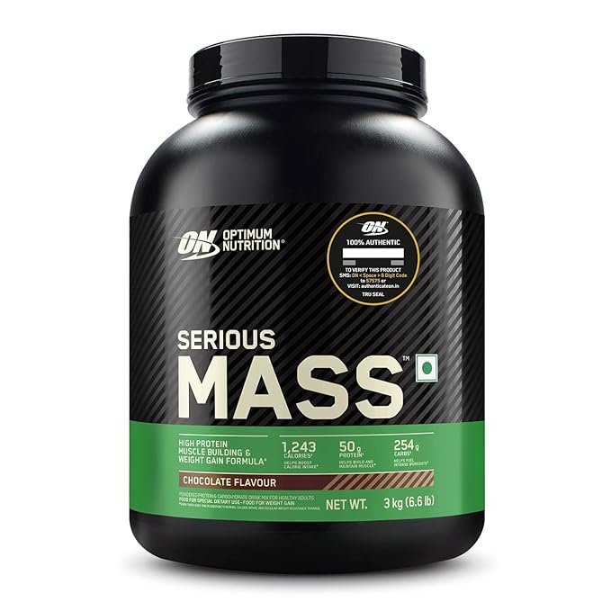 OPTIMUM NUTRITION (ON) Serious Mass High Protein High Calorie Weight Gainer Powder - 3 kg
