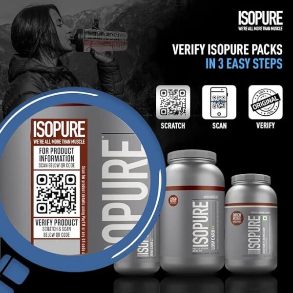 Isopure Whey Protein Isolate Powder with Vitamins for Immune Support & Biotine- 500g - Image 3