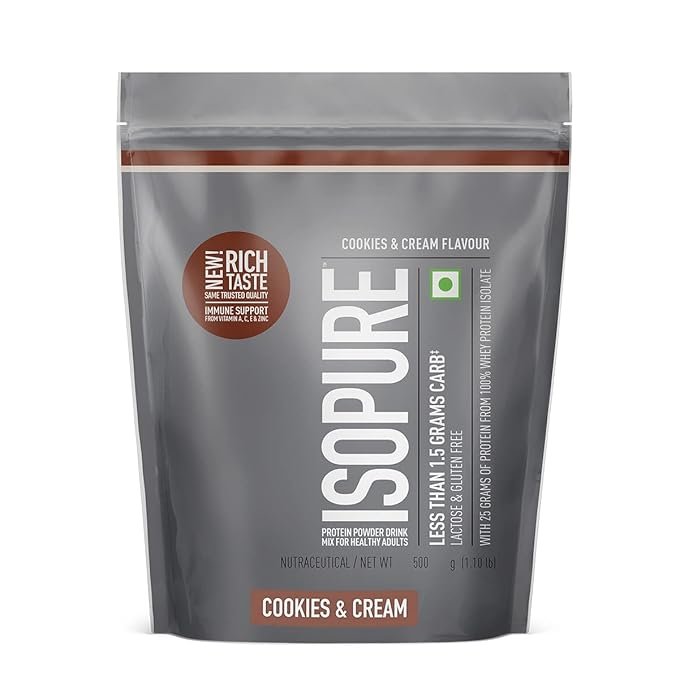 Isopure Whey Protein Isolate Powder with Vitamins for Immune Support & Biotine- 500g