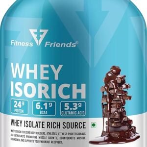 Fitness Friends Whey Isolate Rich Source, 24g Protein, 6.1g BCAA, 5.3g Glutamic Acid, Chocolate Flavour, 2kg