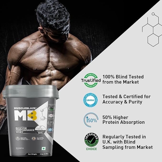 66b55e59-a594-435e-919e-0e10d3a112fa.jpg MuscleBlaze Biozyme Performance Whey Protein 4 kg / 8.8 lb - Image 4
