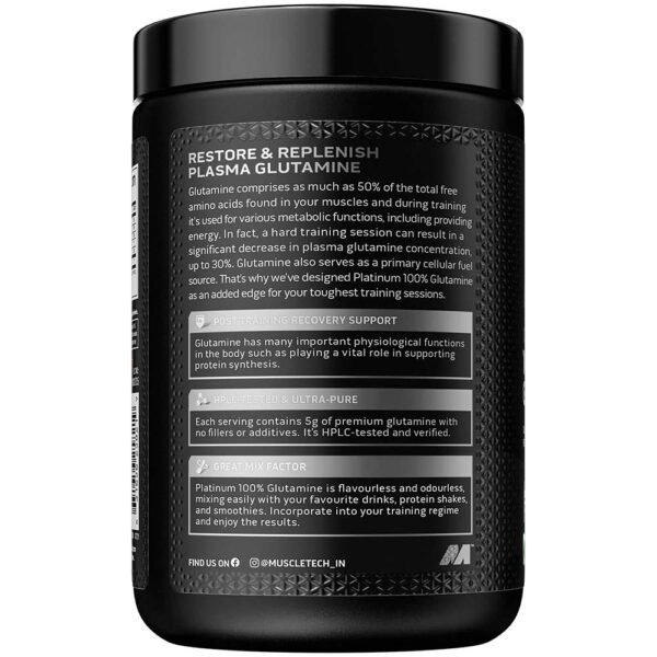 MuscleTech Platinum 100% Glutamine, 250 g - Image 3