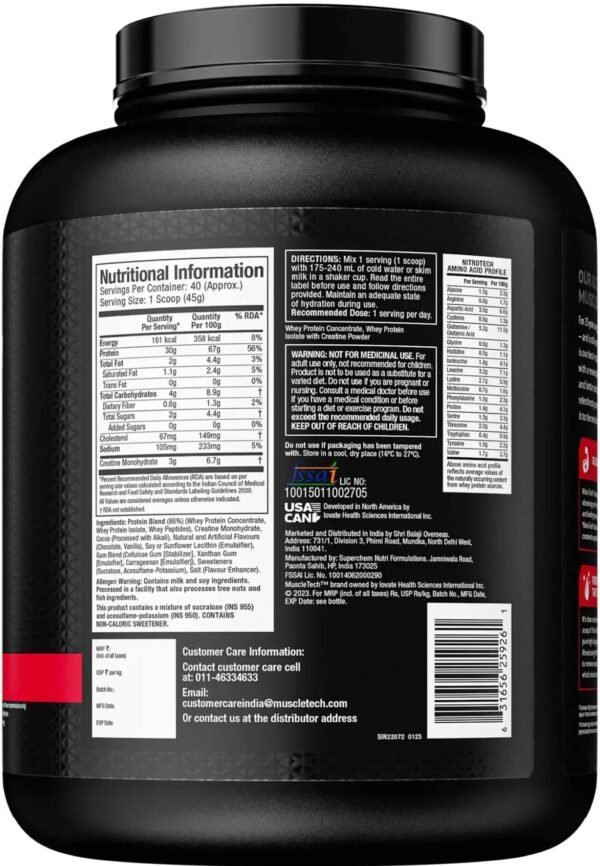 MuscleTech NitroTech Performance Series Whey Protein - 4 Lbs - Image 3