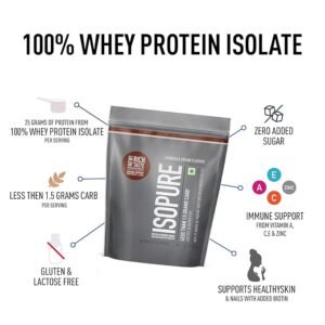 Isopure Whey Protein Isolate Powder with Vitamins for Immune Support & Biotine- 500g - Image 2