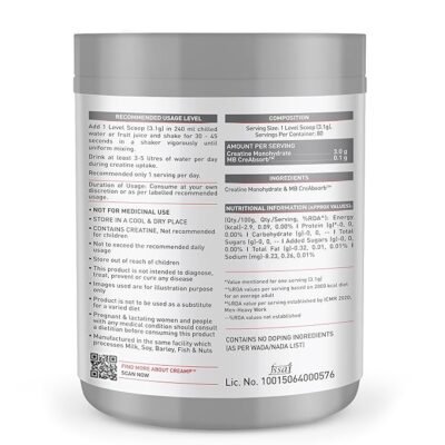 MuscleBlaze Creatine Monohydrate CreAMP, 250 g (0.55 lb) - Image 3