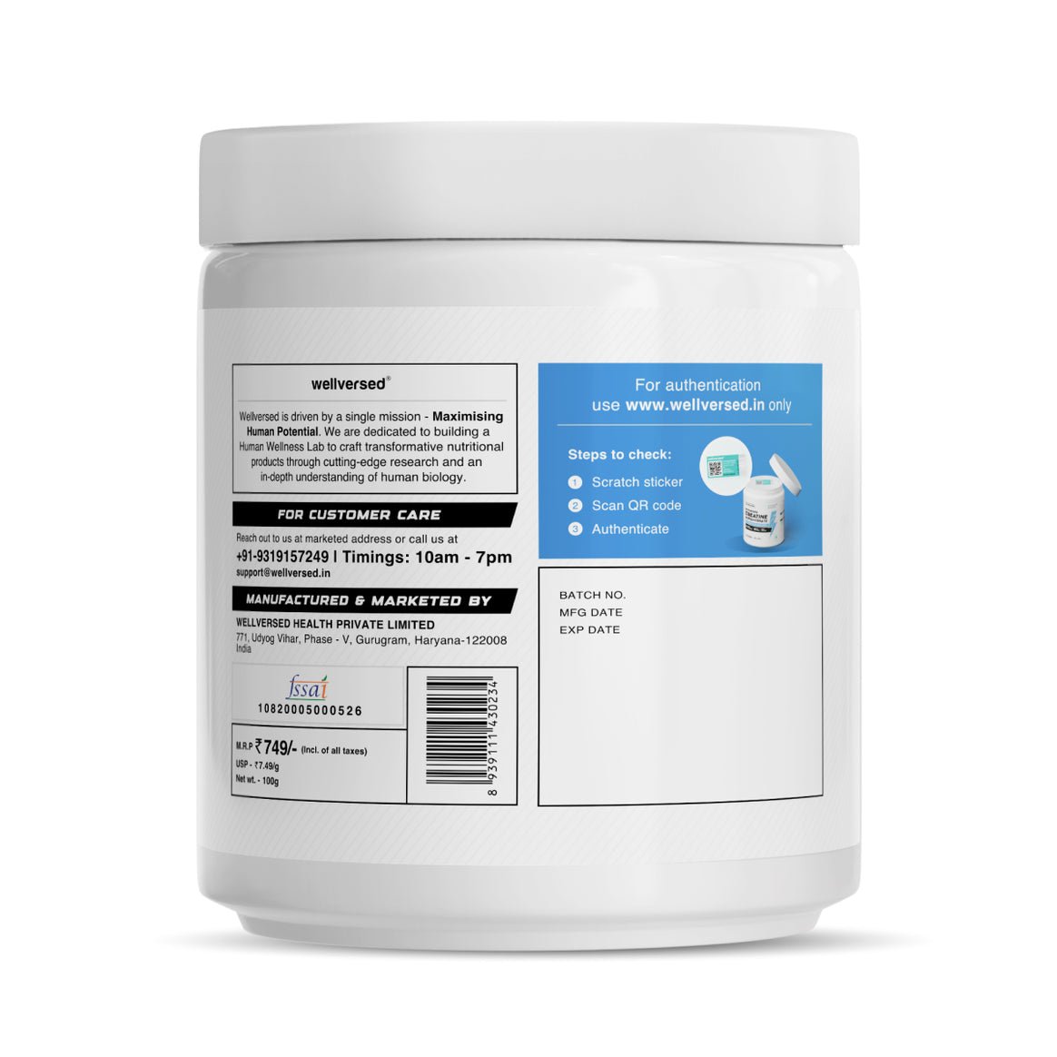 Right___Unflavoured_33servings___Creatine___Revamp_Listing___Wellcore_1_1164x1164 Wellcore - Micronised Creatine Monohydrate (100g, 33 Servings) - Image 6
