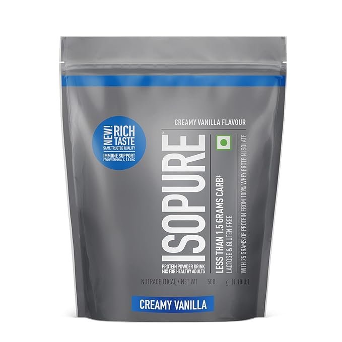 Isopure Whey Protein Isolate Powder with Vitamins for Immune Support & Biotine- 500g