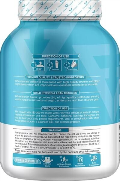 Fitness Friends Whey Isolate Rich Source, 24g Protein, 6.1g BCAA, 5.3g Glutamic Acid, Chocolate Flavour, 2kg - Image 3