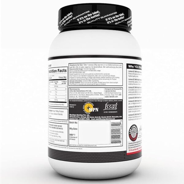 Labrada ISO WHEY 100% Whey Protein Isolate (Post Workout, 25g Protein, 0g Sugar, 0g Fat, Gluten Free, Lactose Free, 30 Servings) - 2 lbs (900g) - Image 4