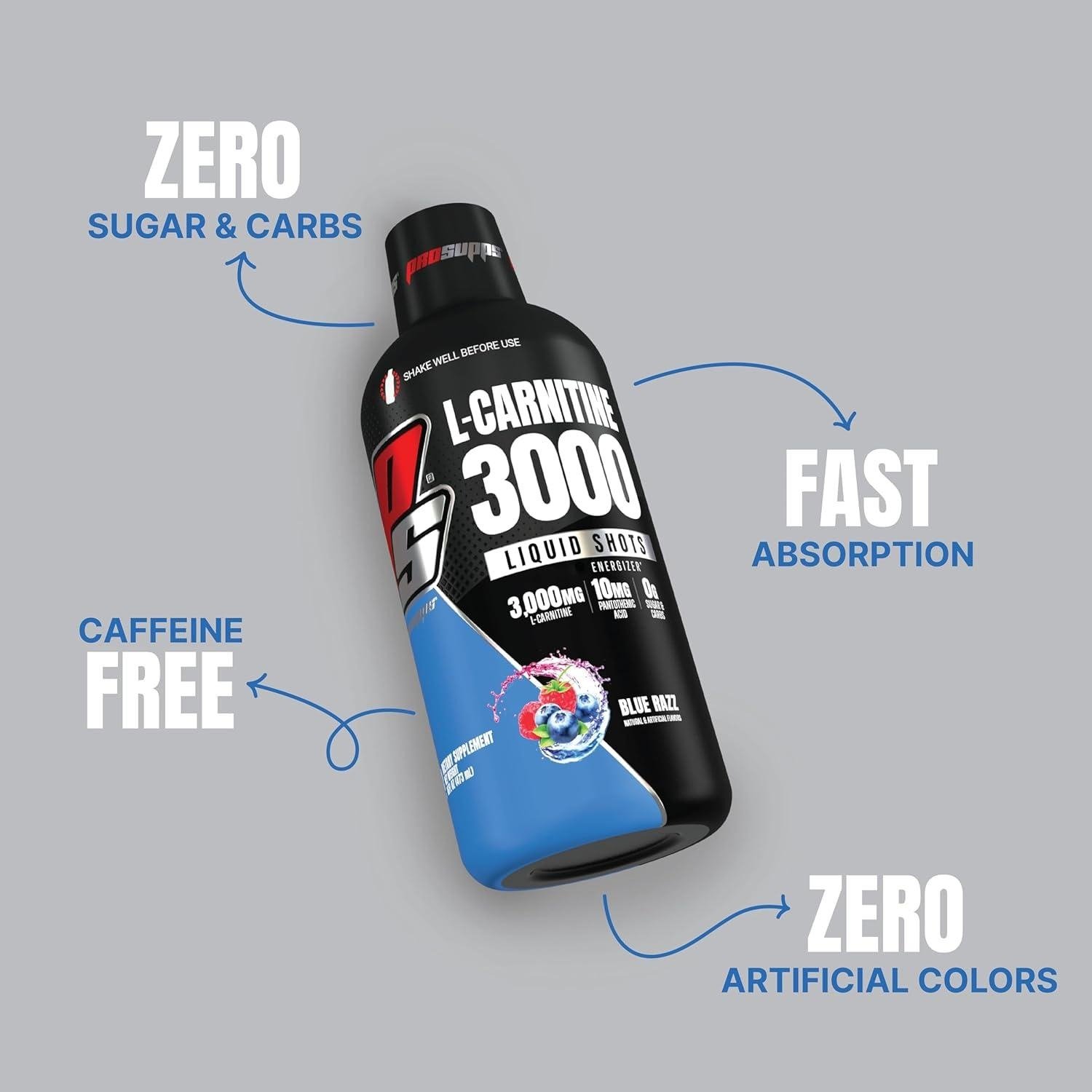 pro supps l carnitine 3000 mg liquid shots metabolic energizer | 30 serving pro supps l carnitine 3000 mg liquid shots metabolic energizer | 30 serving