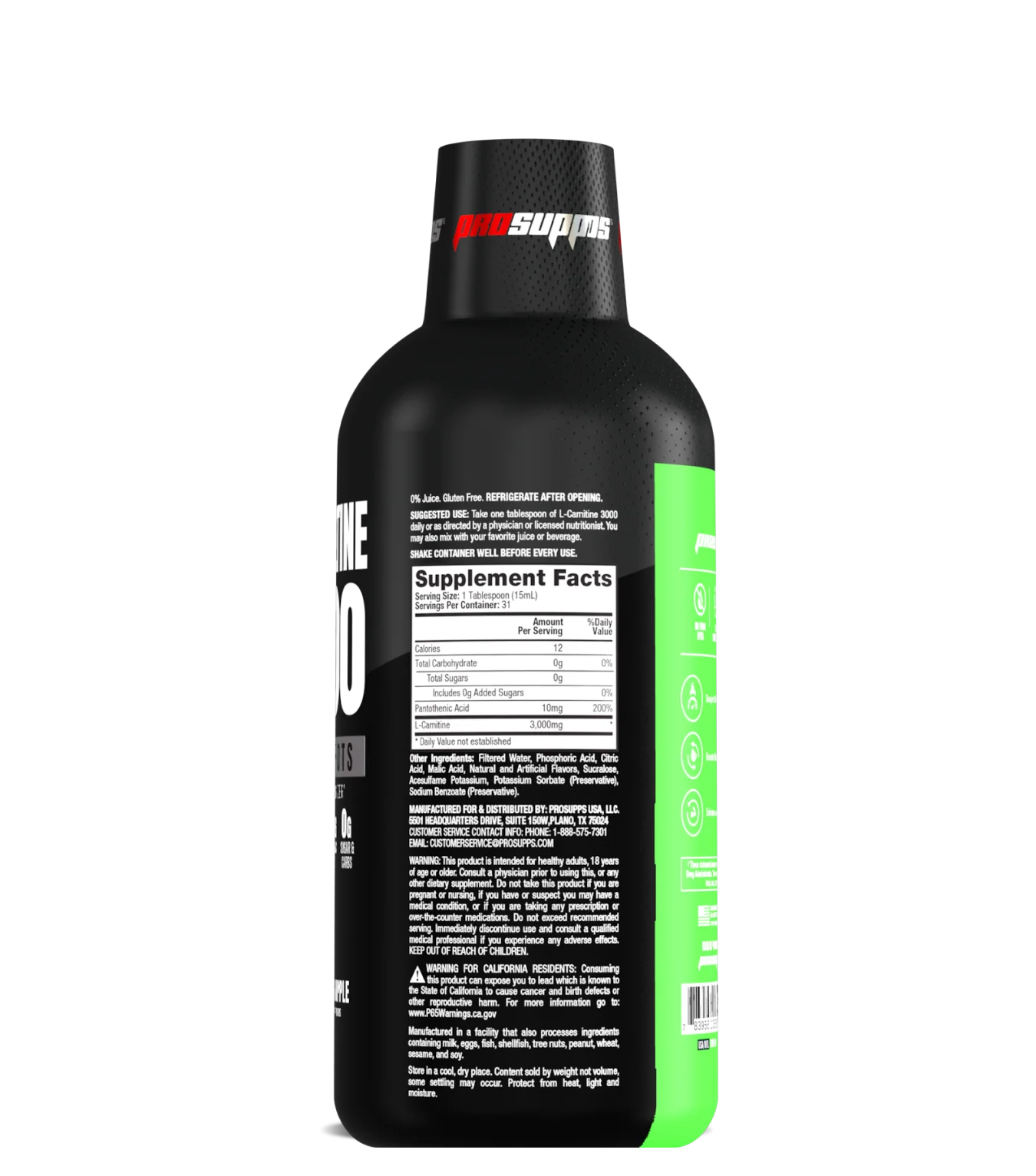 pro supps l carnitine 3000 mg liquid shots metabolic energizer | 30 serving pro supps l carnitine 3000 mg liquid shots metabolic energizer | 30 serving