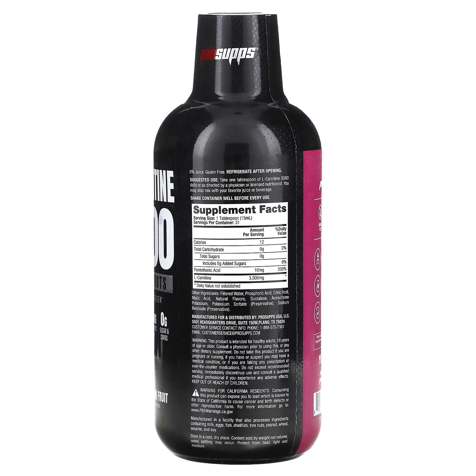 pro supps l carnitine 3000 mg liquid shots metabolic energizer | 30 serving pro supps l carnitine 3000 mg liquid shots metabolic energizer | 30 serving