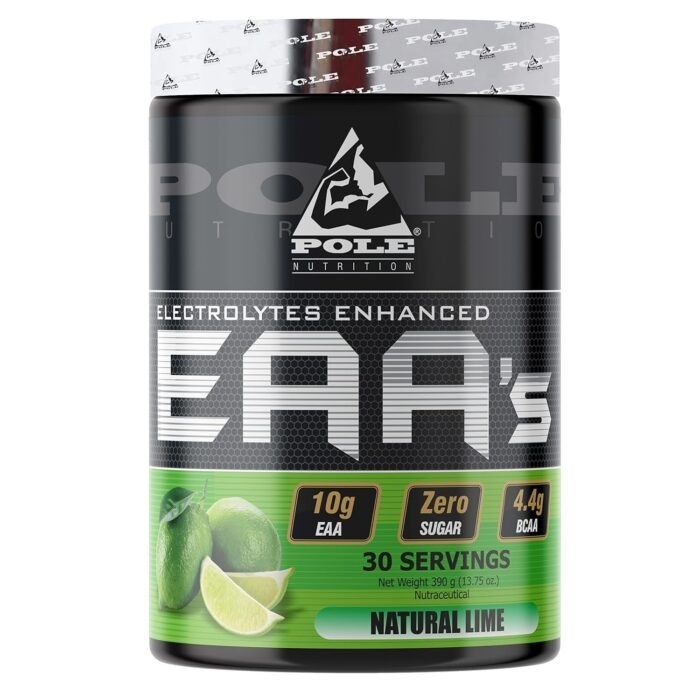 pole nutrition eaa electrolytes enhanced, zero sugar, natural lime flavour | 390g, 30 servings | premium amino acid & hydration formula