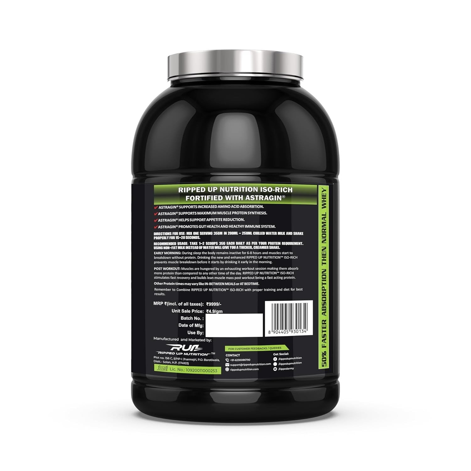 ripped up nutrition iso rich premium | 100% isolate with added astragin® | 30g protein | fast amino acid absorption | zero bloating (2kg (4.4lbs), ripped up nutrition iso rich premium | 100% isolate with added astragin® | 30g protein | fast amino acid absorption | zero bloating (2kg (4.4lbs),